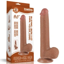 Dildo z Przyssawką Sliding Skin Dual Layer Brown Lovetoy 22,9 Cm | 100% ORYGINAŁ| DYSKRETNA PRZESYŁKA